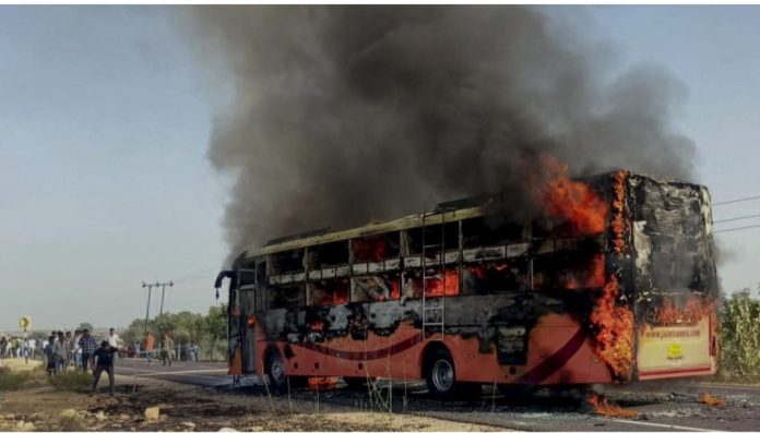 rajesthan bus accident fire